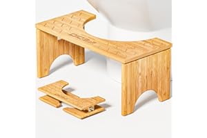 iFedio Toilet Stool, Poop Stool,Bamboo 7 Inch Toilet Potty Stool, Foldable Squat Stool Potty with Anti Slip Layer,Toilet Stool Squat Adult