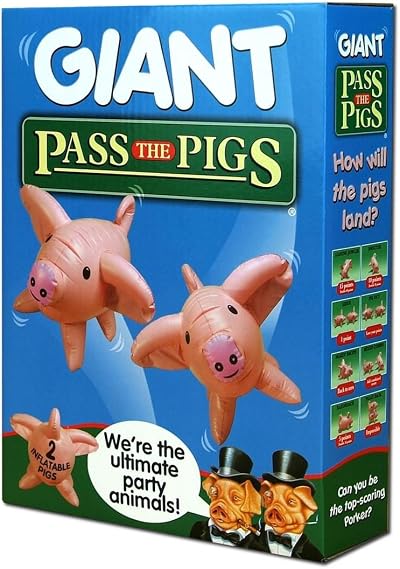 PASS THE PIGS Giant Dice Game with Inflatable Pigs, Outdoor Fun for 6+