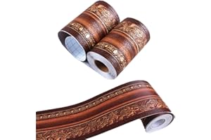 REDODECO 3D Flower Pattern Molding Peel Stick Wall Border for Home Decor Bathroom Kitchen,4 inch by 16.4 feet. (Dark Brown)