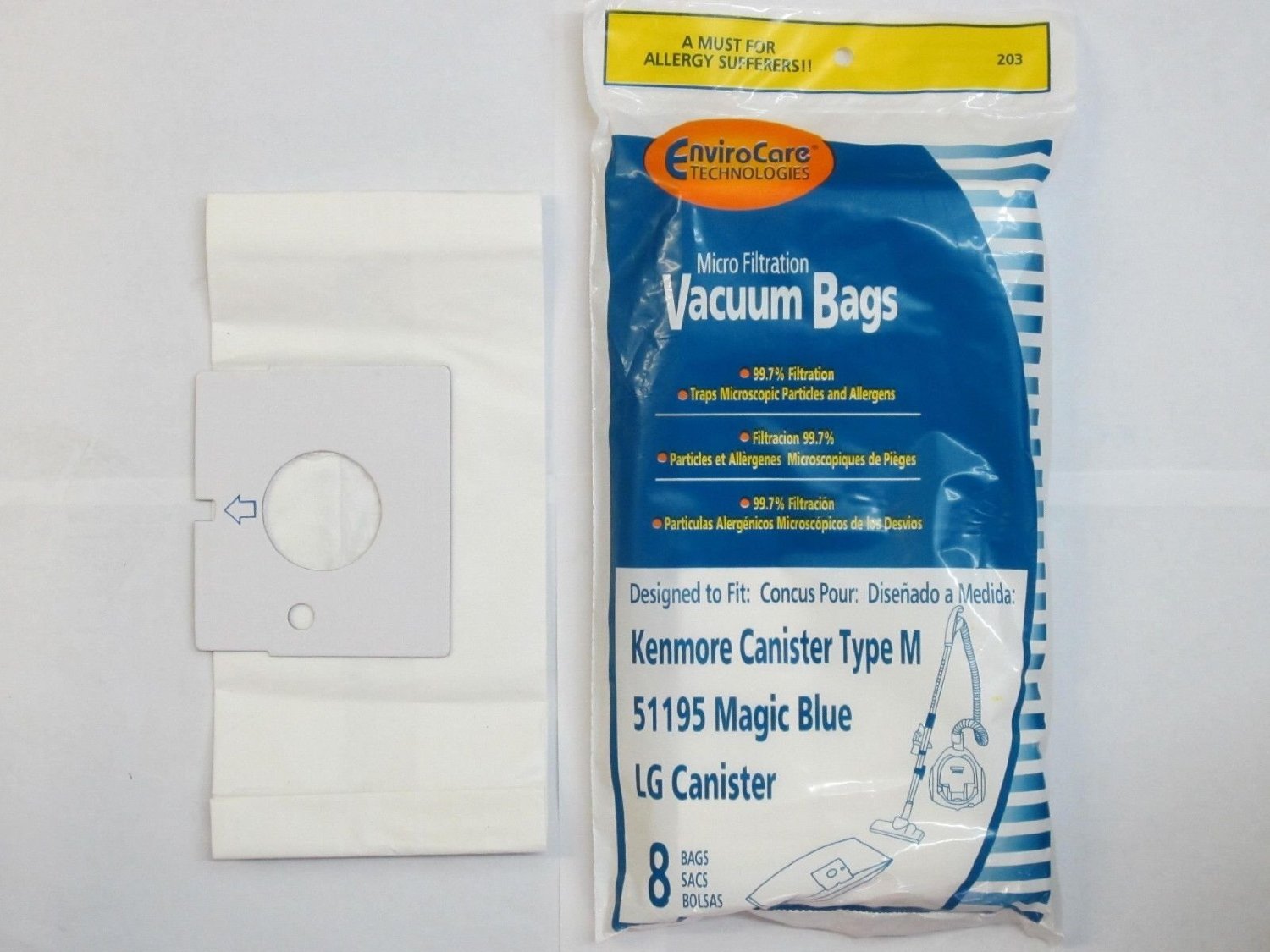 8 Kenmore 51195 Type M Magic Blue LG Canister Vacuum Bags eBay