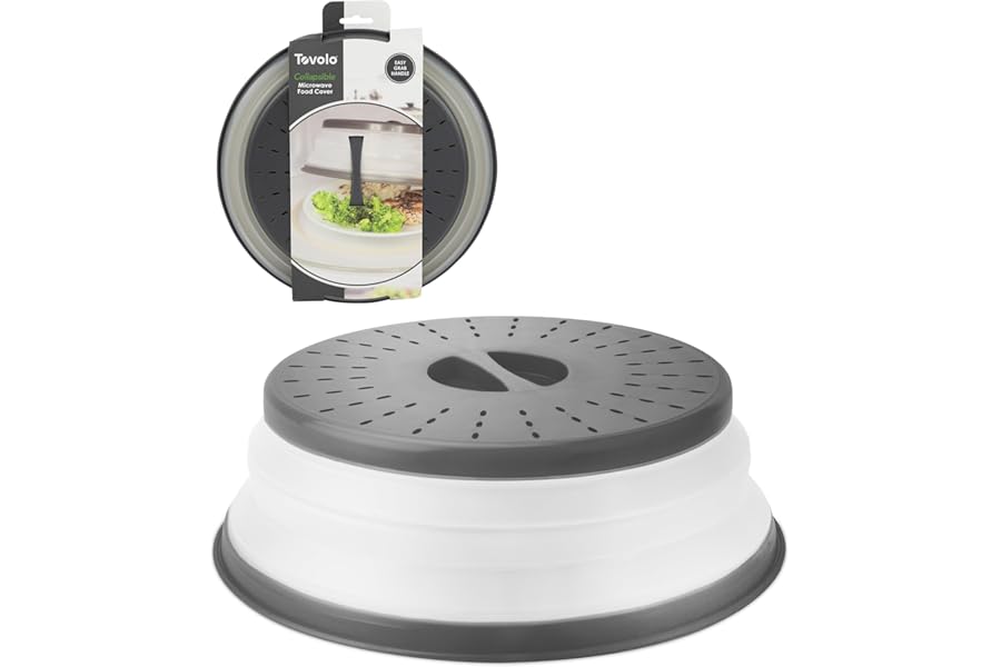 Tovolo Microwave Splatter Cover for Food, Medium (Charcoal) - Collapsible & Vented Silicone Splatter Guard Lid - Microwave Pl Book