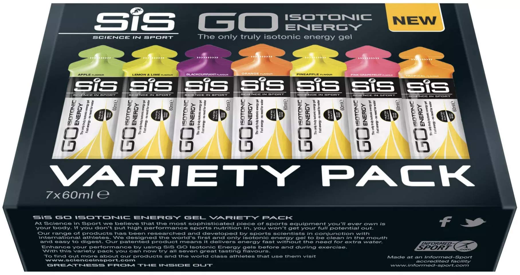 Science in Sport 60 ml Energy Gel Variety Pack of 7 Buy Online in