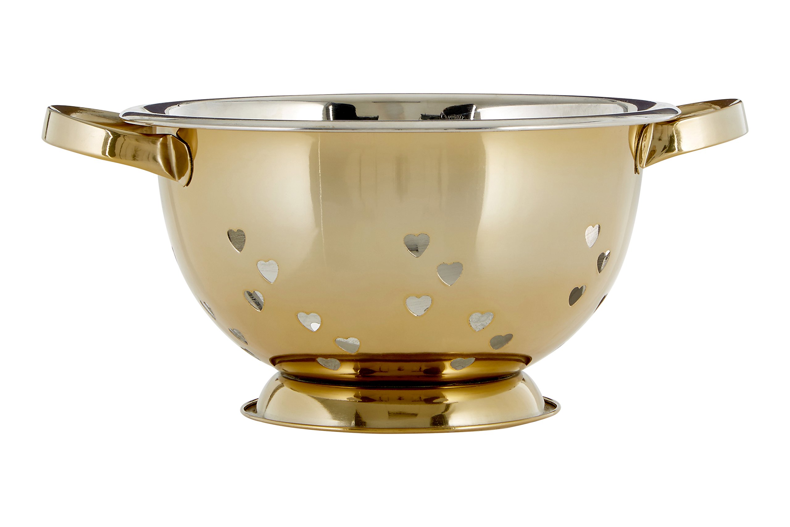 Premier Housewares Colander with Hearts Design, Gold, 24 x 24 x 13 cm