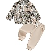 Mieeyali Toddler Kids Hunting Clothes Mallard Duck Half Zip Sweatshirt Camo Country Shirt Pants Set Fall Winter Outfits