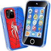 FKATEEN Kids Phone 3.5" Touchscreen, Pretend Smartphone with Dual Camera, Spider Toy Phone for Boys 3-8, Learning ABC & Habit