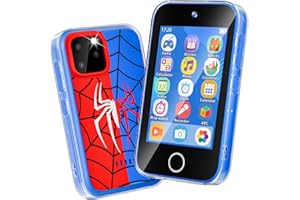 FKATEEN Kids Phone 3.5" Touchscreen, Pretend Smartphone with Dual Camera, Spider Toy Phone for Boys 3-8, Learning ABC & Habit Tracker, Birthday