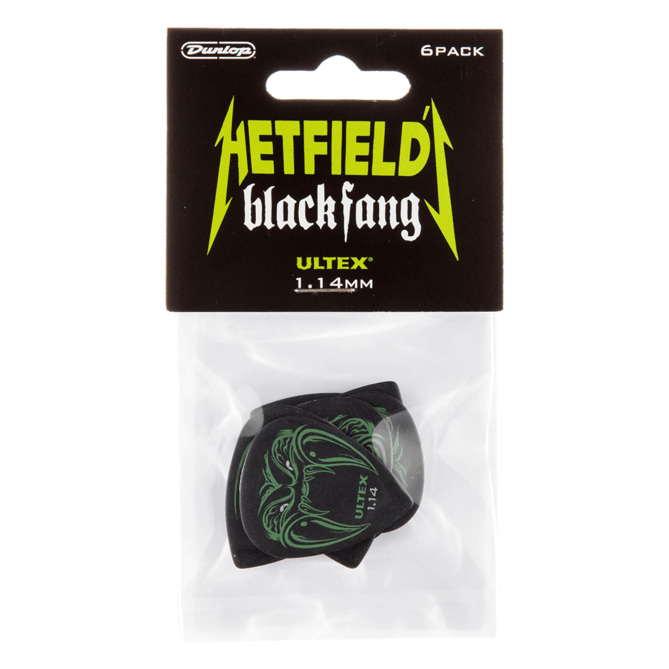 Jim Dunlop PH112P1.14 Fang Guitar Pick Player Pack - Black (Pack of 6)