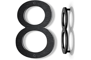 Lookopen 8 Inch Black Large House Numbers, Modern Floating Metal House Numbers for Outside, Aluminium Home Address Numbers for Front Door Outdoor Brick House (8)