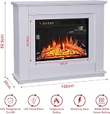INMOZATA Electric Fire and Surround 40 inch White Fireplace with Remote view 3