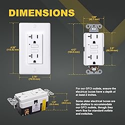 20A GFCI Outlet, Tamper-Resistant GFI Duplex