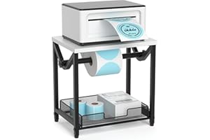 ikkle Label Holder for Rolls and Fanfold Labels, Wooden Thermal Label Holder for Desktop Label Printer, Shipping Label Stand 