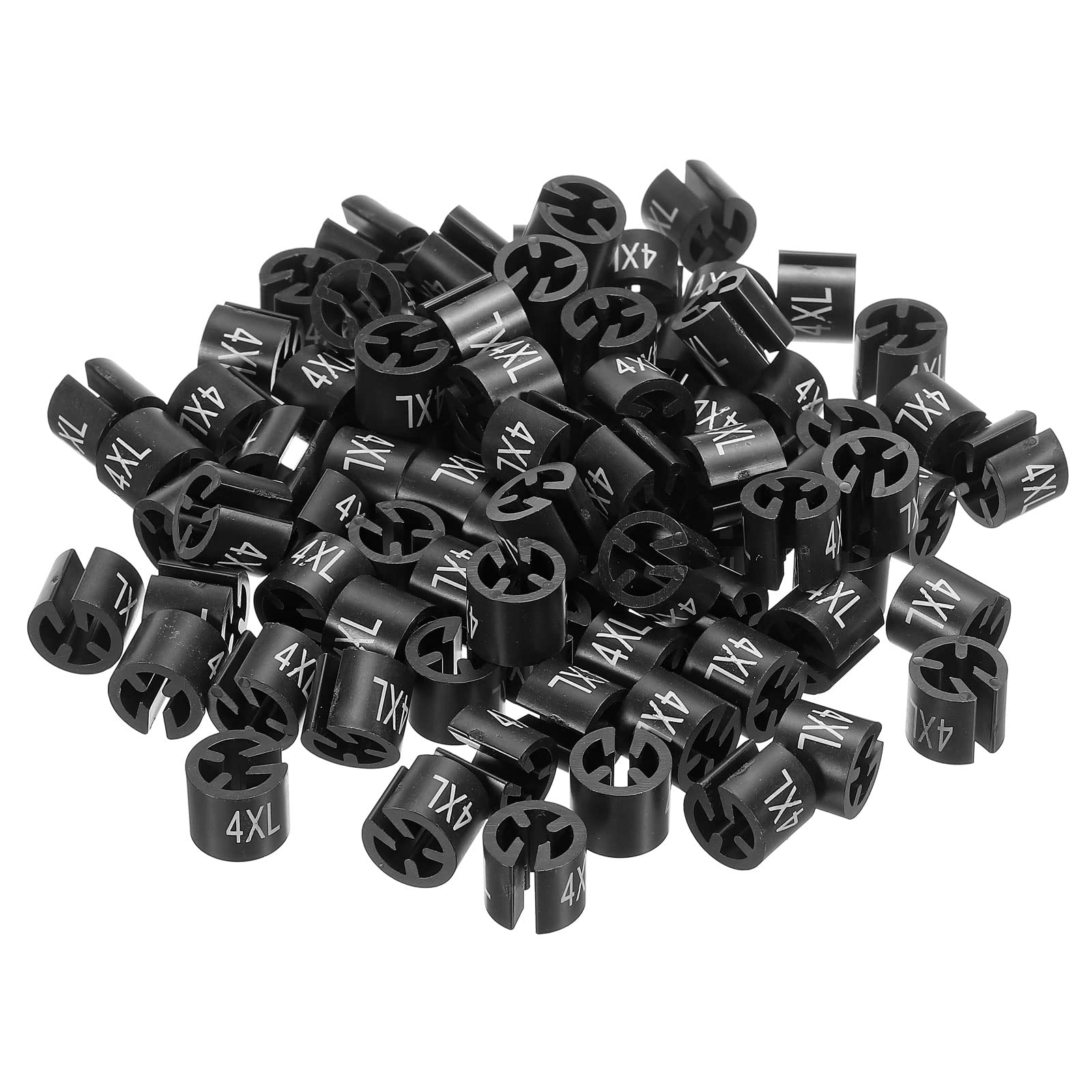 PATIKIL Clothes Hanger Marker 4XL Size Fit Hanger Rod for Garment Color Coding Black, Pack of 100