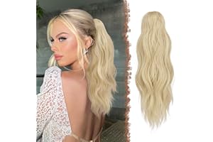 FESHFEN Ponytail Extensions, Long Claw Clip in Ponytail Hairpiece Synthetic Pony Tails Hair Piece Natural Wavy Hairpieces for