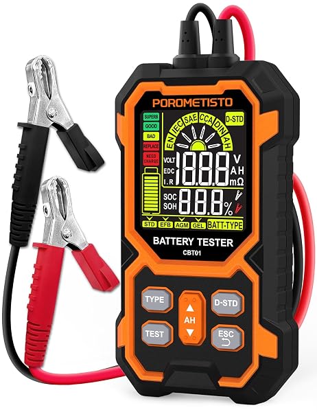 POROMETISTO CAR BATTERY TESTER, 12V/24V AUTOMOTIVE BATTERY DIAGNOSTIC...