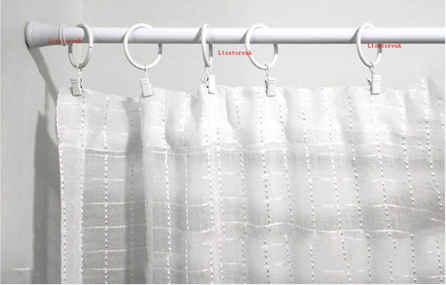 Ltsstoreuk 1 Inch Decorative Metal Drapery Curtain Rings with Clips, White Shower Cafe Window Curtain Clip Rings - Image 4