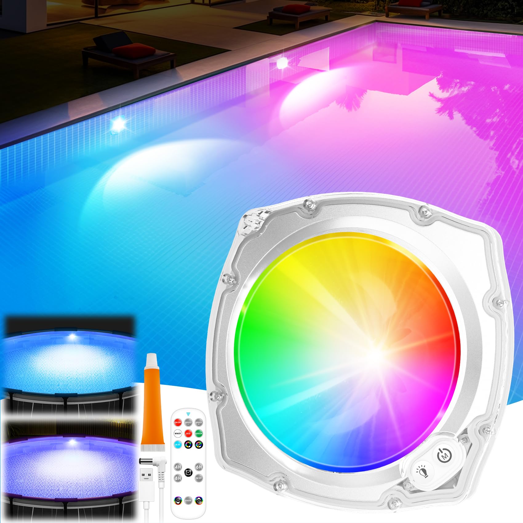 Rechargeable Submersible Pool Lights with Remote, Hight Brightness ...