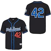 Men's 42 Black Legend Baseball Jerseys Button Down Jersey 90s Hip Hop Short Sleeves Stitched