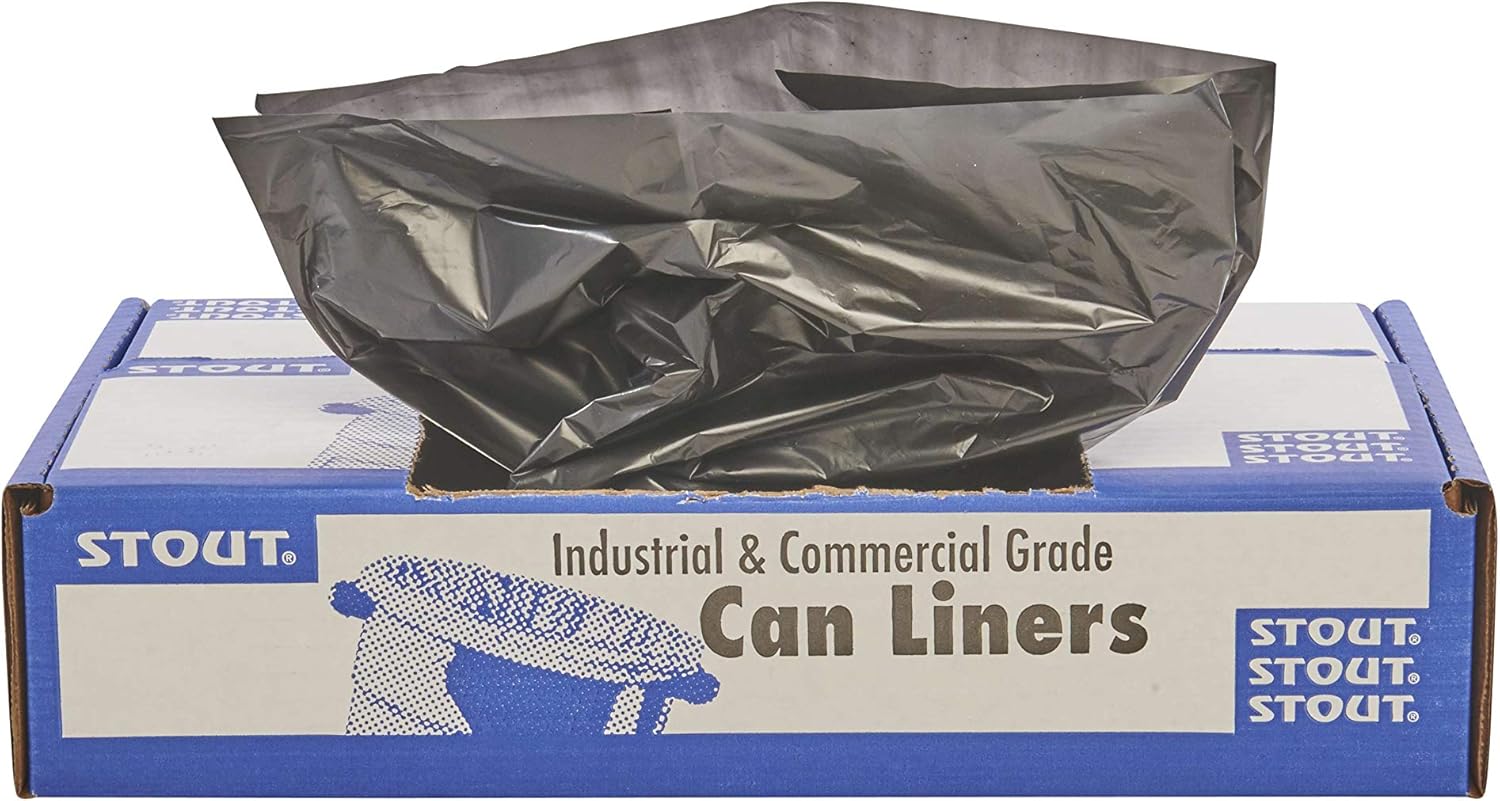 Stout by Envision T3039B13 100% Recycled Plastic Garbage Bags, 20-30gal, 1.3mil, 30x39, Brown/Black (Case of 100)
