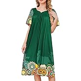 udforsk House Dresses for Women with Pockets Moo Moo Nightgown Short Sleeve Mumu Dress Lounge Dress S-3XL