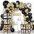 2025 Graduation Decorations Supplies, 4 Pieces Black Balloon Boxes With Letter "GRAD 2025 So Proud of You", Class of 2025 School Grad Party Decorations