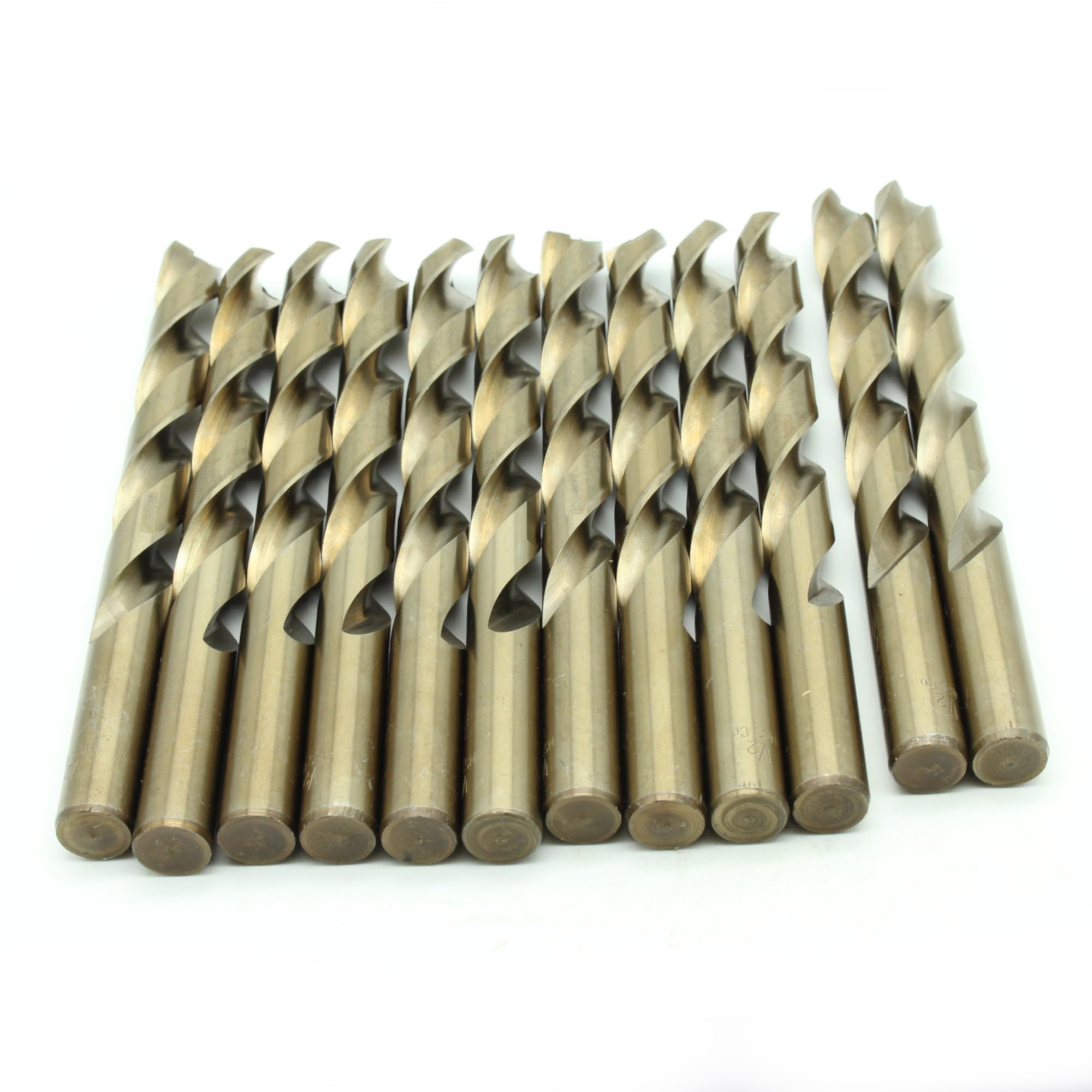 TEMO 12pc 1/2 inch Cobalt 135-Degree Jobber Drill Bit 10 inch Length