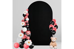 VLAKTEVEN 7.2 FT Arch Backdrop Cover, Wedding Arch Covers Stretchy Backdrop, Black Spandex Arch Cover Birthday Chiara Arch Backdrop Stand Cover for Baby Shower Party Ceremony Decorations