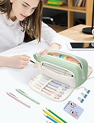 SUNEE Cute Pencil Case, Aesthetic Pen Pouch with 3