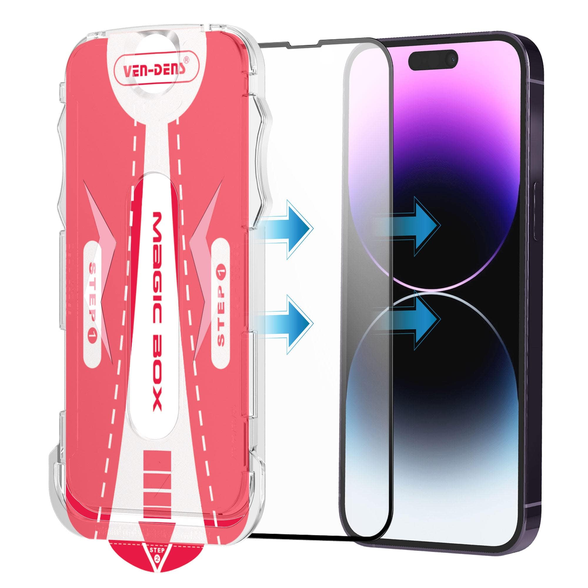 VEN-DENS Screen Protector for iPhone 17e/16e/14/13/13 Pro, Black Full Coverage Edge to Edge Tempered Glass Film with Easy Installation Tool, Case-Friendly, HD Clear For iPhone 17e/16e/14/13 — image 1