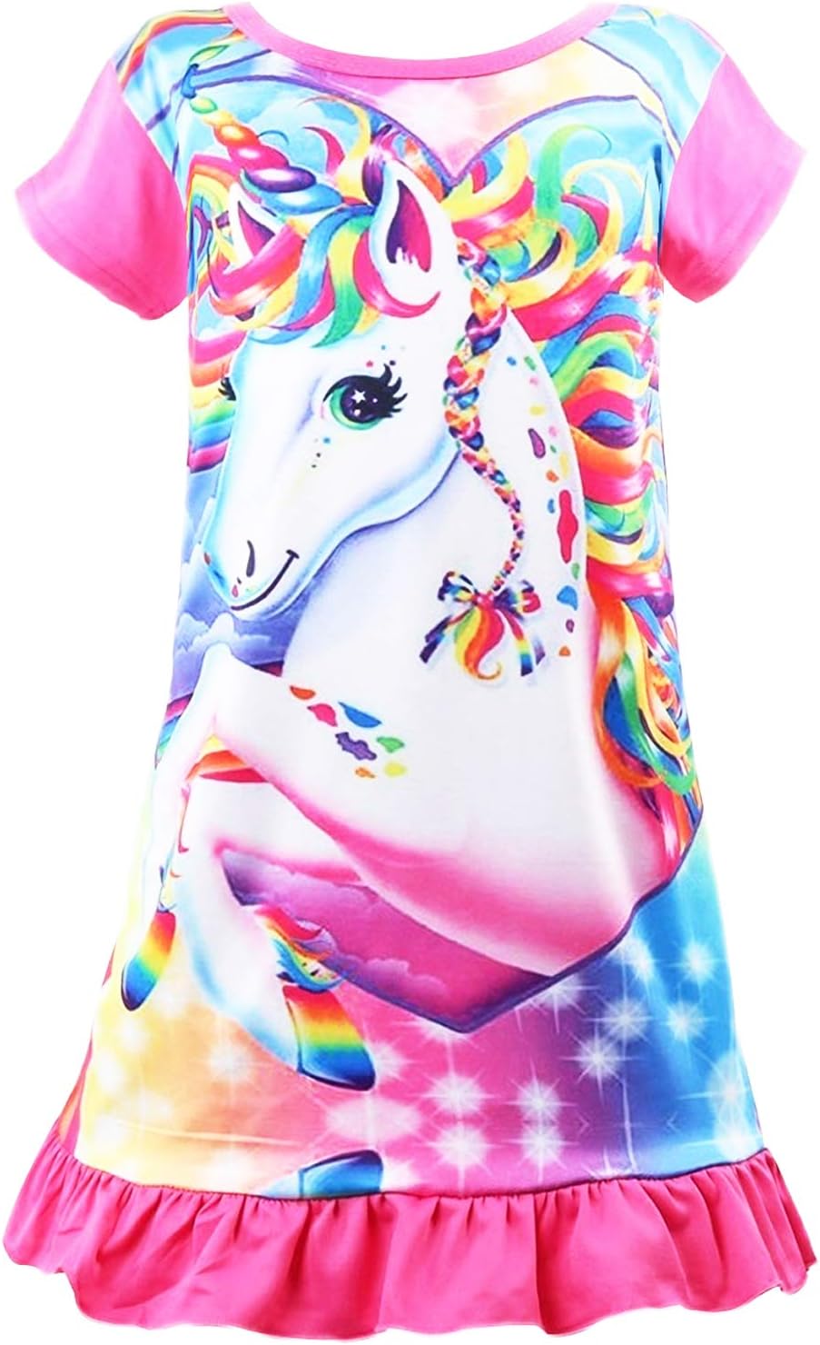 SylfairyGirls Nightgowns, Unicorn Nightgown Princess Pajama Dresses for Girls Sleepwear Nightie