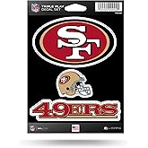 Rico Industries NFL Football San Francisco 49ers Triple Play Decal Set 5" x 7" (3 Decals), White