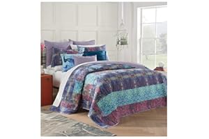 POETIC WANDERLUST Tracy Porter Juniper Quilt - Lavender Multi Bedspread- Colorful Cotton Bed Blanket - Full/Queen