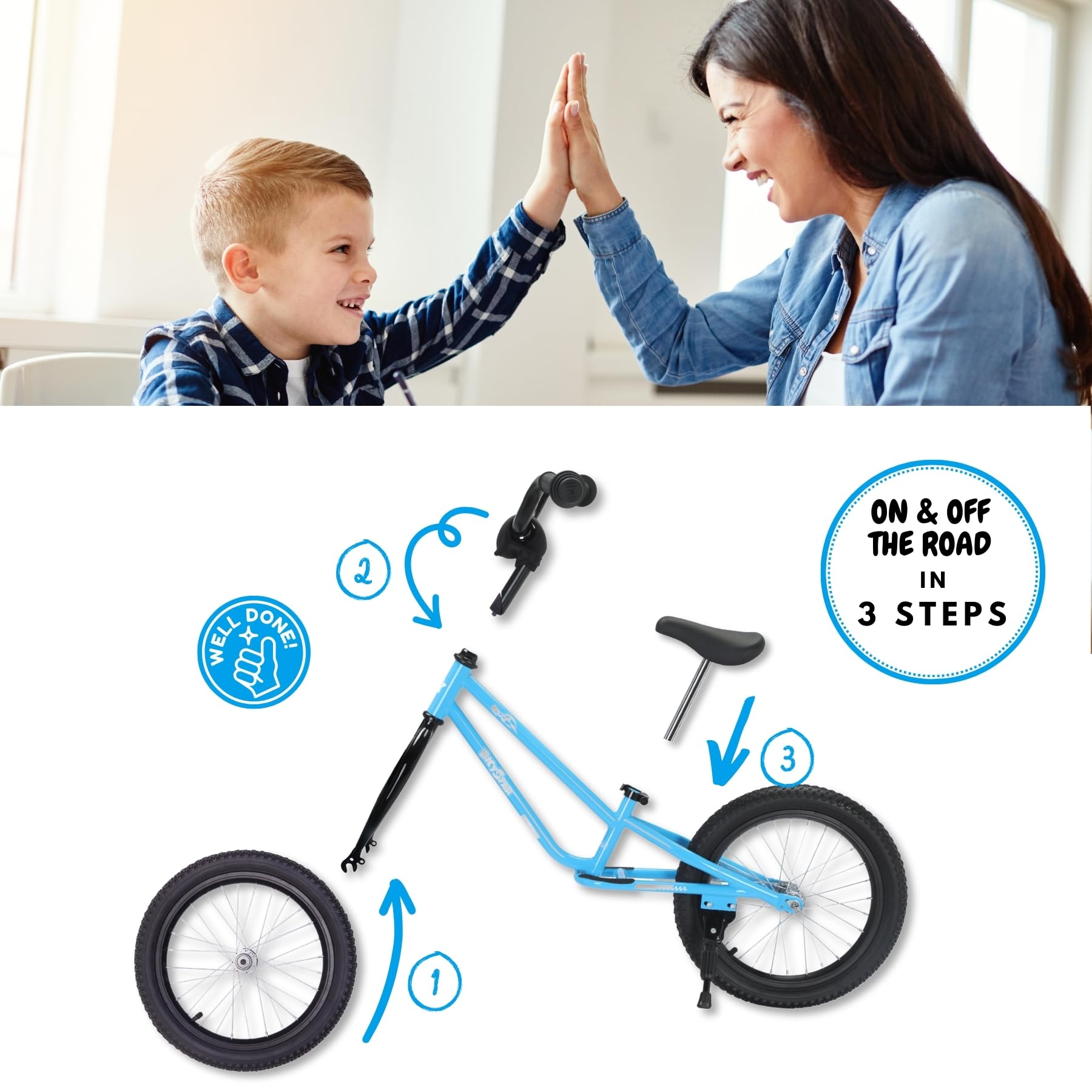 16 Inch Kids Balance Bike for 5-8 Year Old, BMX Kids Bike with No Pedals, Air Rubber Tires, Footrests, Adjustable Height for Big Kids, Boys, Girls