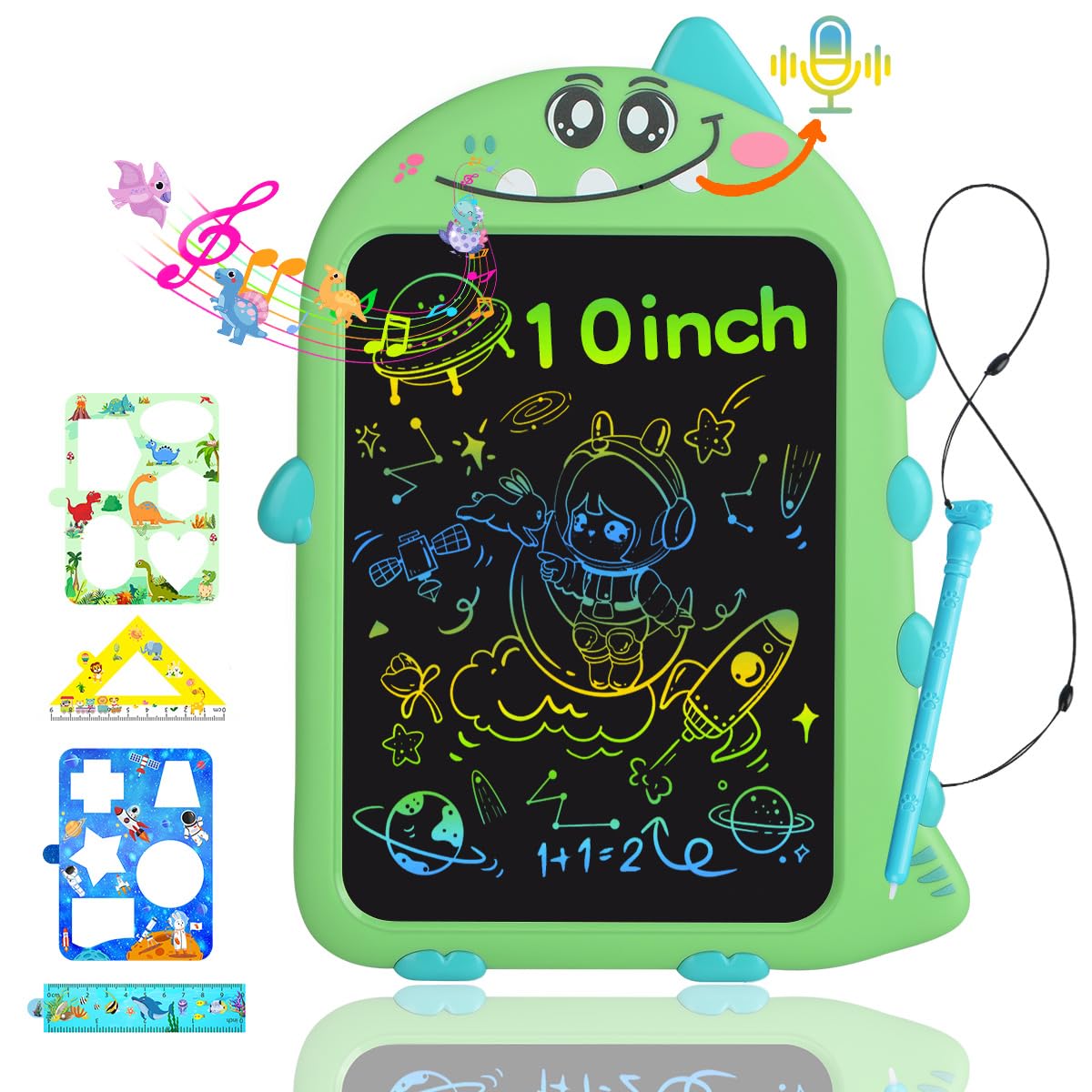 10 Inch Dinosaur LCD Writing Tablet for Kids 3-6, Rechargeable Drawing Pad with Record & Playback,Type-C Charging, Educational Travel Toy for Boys & Girls Ideal Birthday Gift