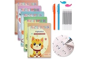 FREKNOW Groove Reusable Magical Handwriting Workbooks,Magic Grooved Practice Copybook, (Alphabet,Addition Subtraction,Multiplication Division,Number 1-100, Drawing) Kindergarten Sight Words for Kids Ages 3-8