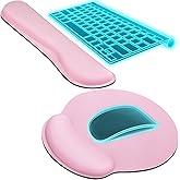 KTRIO Ergonomic Keyboard Wrist Rest and Mouse Pad with Wrist Rest Set, Memory Foam Wrist Support for Typing, Gaming, Office and Home Use, Pale Pink