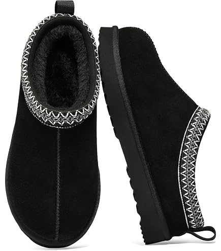 Amazon.com | UGG Women's Ansley Parc Slipper, Black, 7 | Slippers