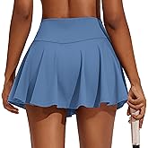 PINSPARK Womens Tennis Skirt Pleated Athletic Skirts with Pockets Shorts High Waisted Golf Skort for Workout Pickleball