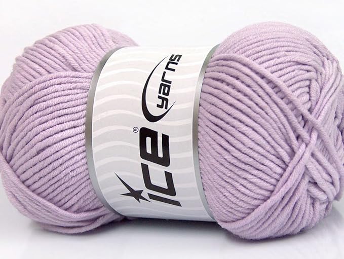 Lot of 4 x 100gr Skeins Ice Yarns LORENA WORSTED (55 Cotton) Yarn Light Lilac