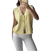 Milumia Women's Tie Front Top Y2k Cut Out V Neck Sleeveless Knitted Going Out Vest