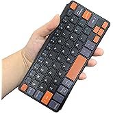DOGAIN Universal Bluetooth Mini Keyboard, Rechargeable Portable Travel Keyboard with Orange Keys &amp; Adjustable Angle Stand, Compact Wireless Keyboard for iPad/iPhone/Tablet/Laptop &amp; Android/Windows/iOS