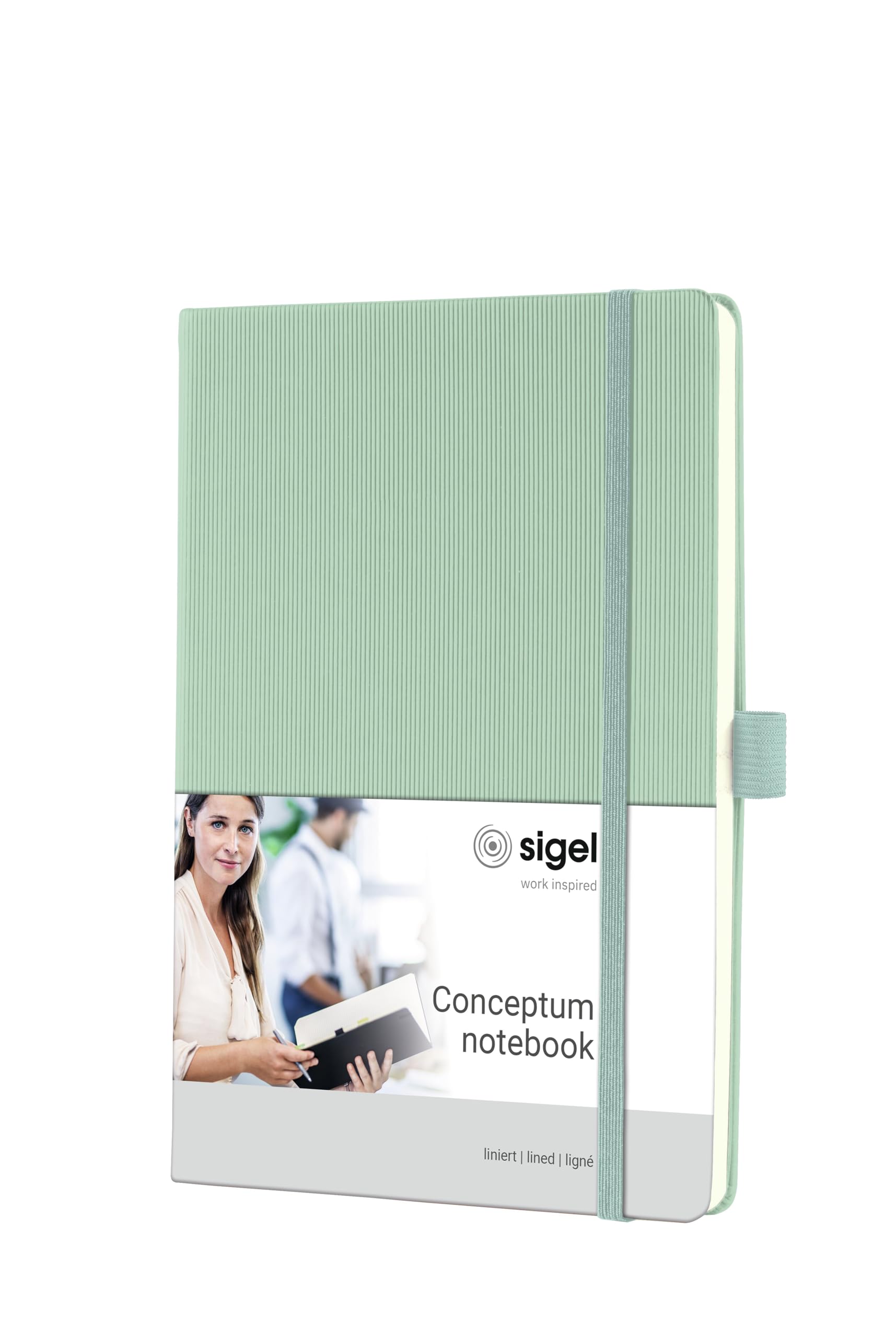 SIGEL CO683 Conceptum Notebook, lined, approx. A5, Green, hardcover, 194 pages