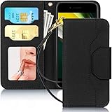Skycase iPhone SE Case 4.7" 2020,iPhone 7/8 4.7" Case, Handmade Flip Folio Wallet Case with Mirror and Detachable Hand Strap