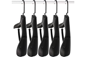 DEDU Plastic Extra Wide Suit Hangers, Pack of 15, Width: 17.7",Notched Shoulders & Swivel Hooks, Black