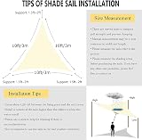 KAHEIGN 3m x 3m x 3m Sun Shade Sail Cream 98% UV Block 180gsm Waterproof view 5