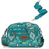 Wrangler Aztec Crossbody Bags for Women Crossbody Purse Shoulder Handbag Crossover Bag with Two Replaceable Strap