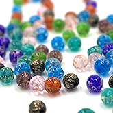 100Pcs Multicolor Glass Beads, 8mm Glow in The Dark Round Glass Beads for Jewelry Making, Earring Spacer Beads, DIY Crafts Bracelets Necklaces Earrings with 1.5~2mm Hole