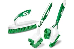 Libman Heavy Duty Scrub Brush Kit | Cleaning Brushes for Household Use | Tub Scrubber | Easy Grip Scrub Brush | Big Job Kitchen Brush | Dual Sided Tile & Grout Brush | 3 Different Brushes Included