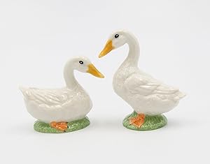 Fine Ceramic Country Goose Salt & Pepper Shakers Set, 3-3/8