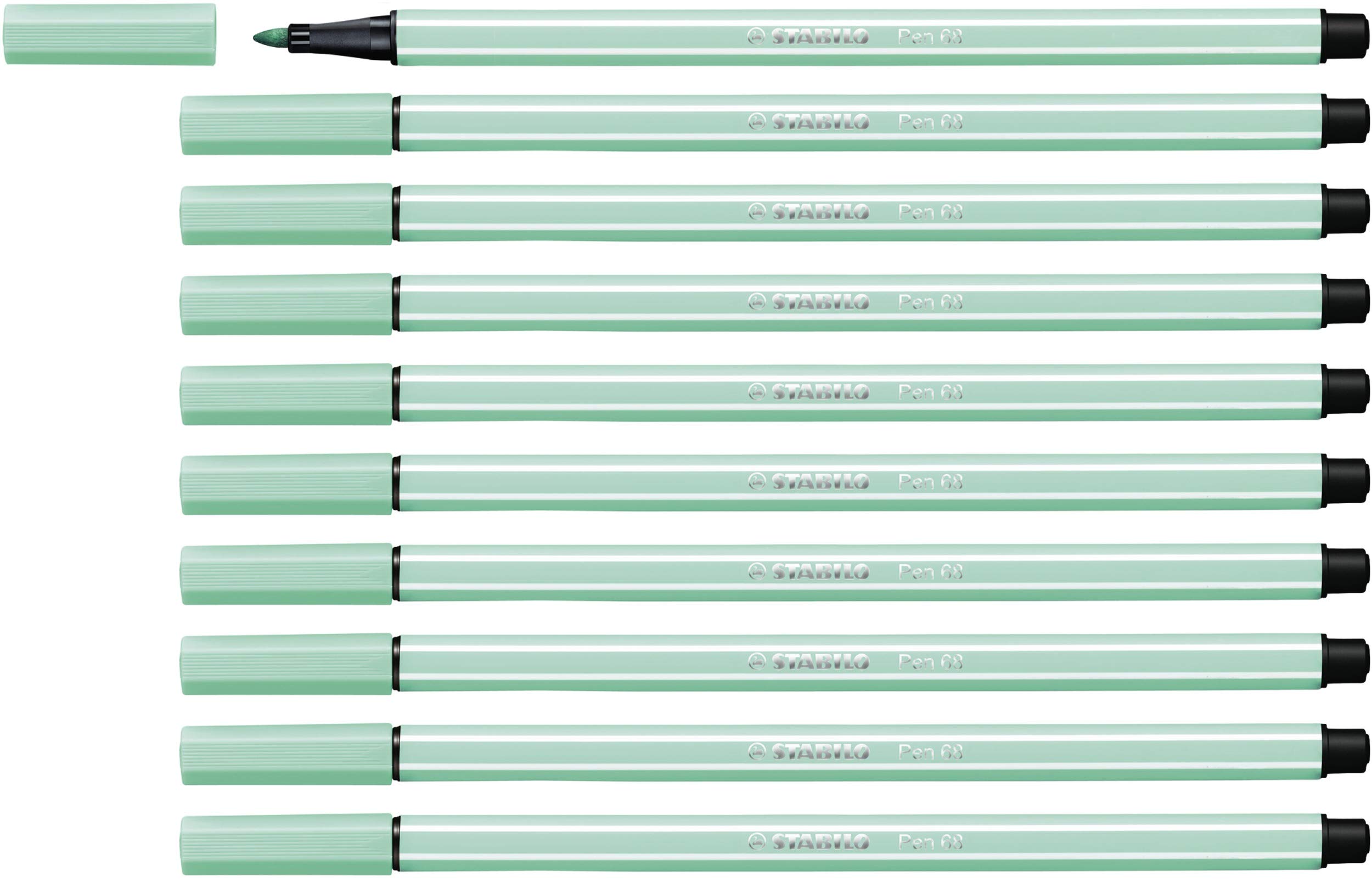 STABILO Pen 68 - Premium Fibre-Tip Pen - Pack of 10 - Ice Green — image 1