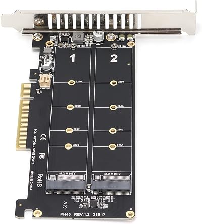 Yoidesu Dual M.2 NVMe SSD to PCIe X8 Adapter Card M Key Hard Drive Converter